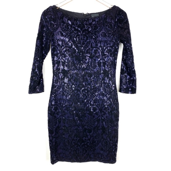 Just Cavalli Sequin Long Sleeve Mini Cocktail Dress - Picture 4 of 15